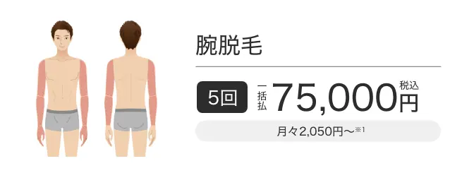 エミナルクリニックメンズの腕脱毛の値段