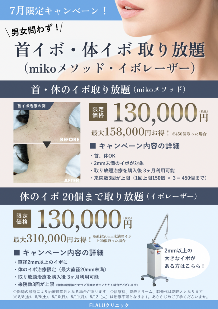 7月限定キャンペーン首イボ体イボ取り放題