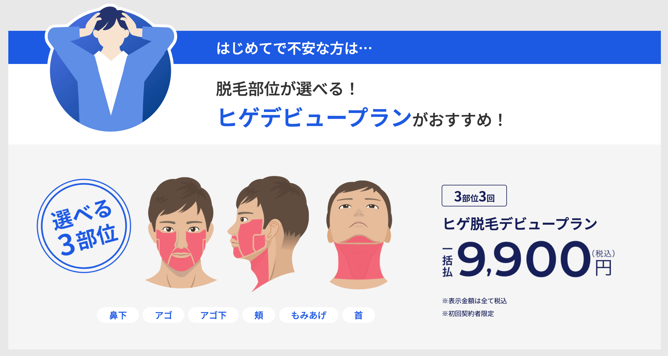 レジーナクリニックオム　ヒゲ脱毛のデビュープラン
