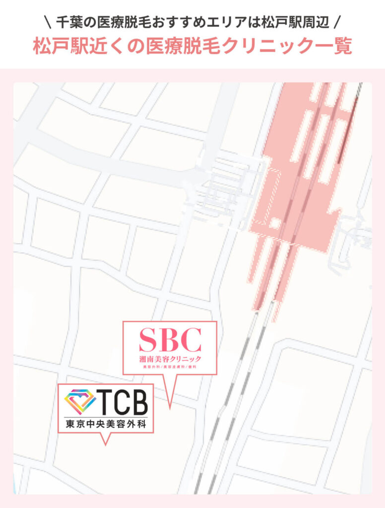 松戸駅の医療脱毛クリニックがあるエリア