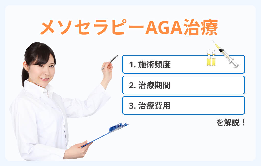 メソセラピーでAGA治療する際の施術頻度・治療期間と料金目安のイメージ