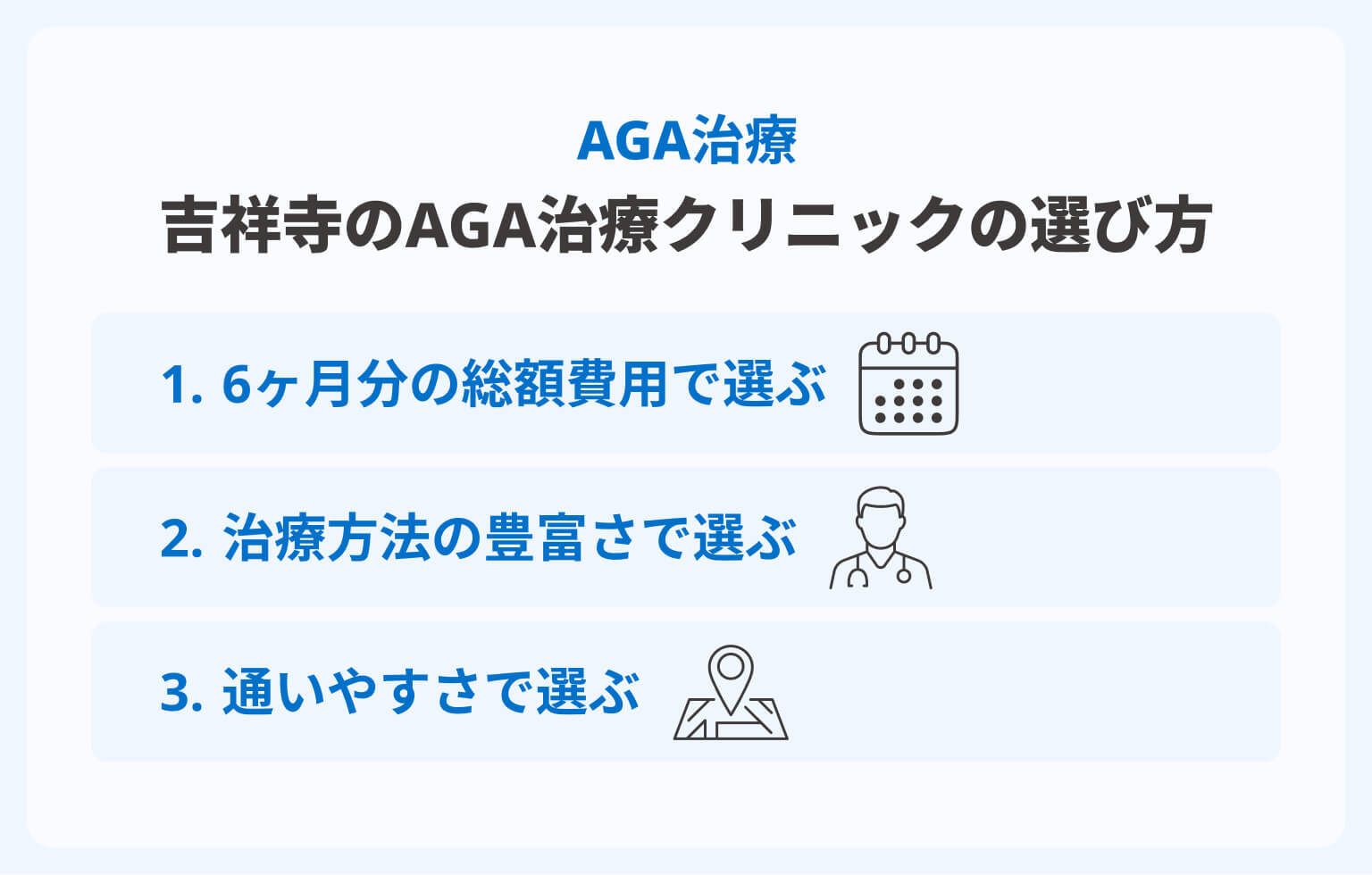 吉祥寺のAGA治療クリニックの選び方