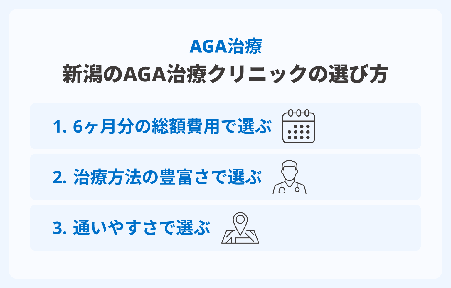 新潟のAGA治療クリニックの選び方