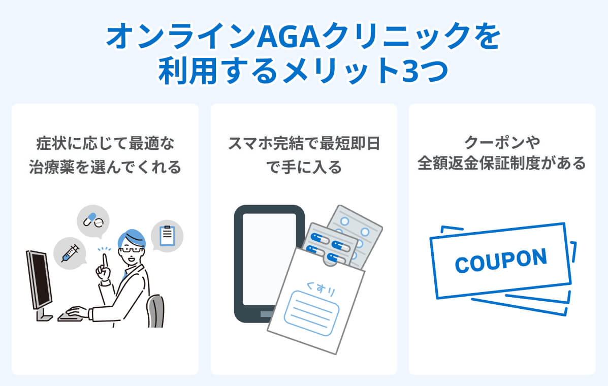 ミノキシジル｜オンラインAGAクリニックを利用するメリット3つ