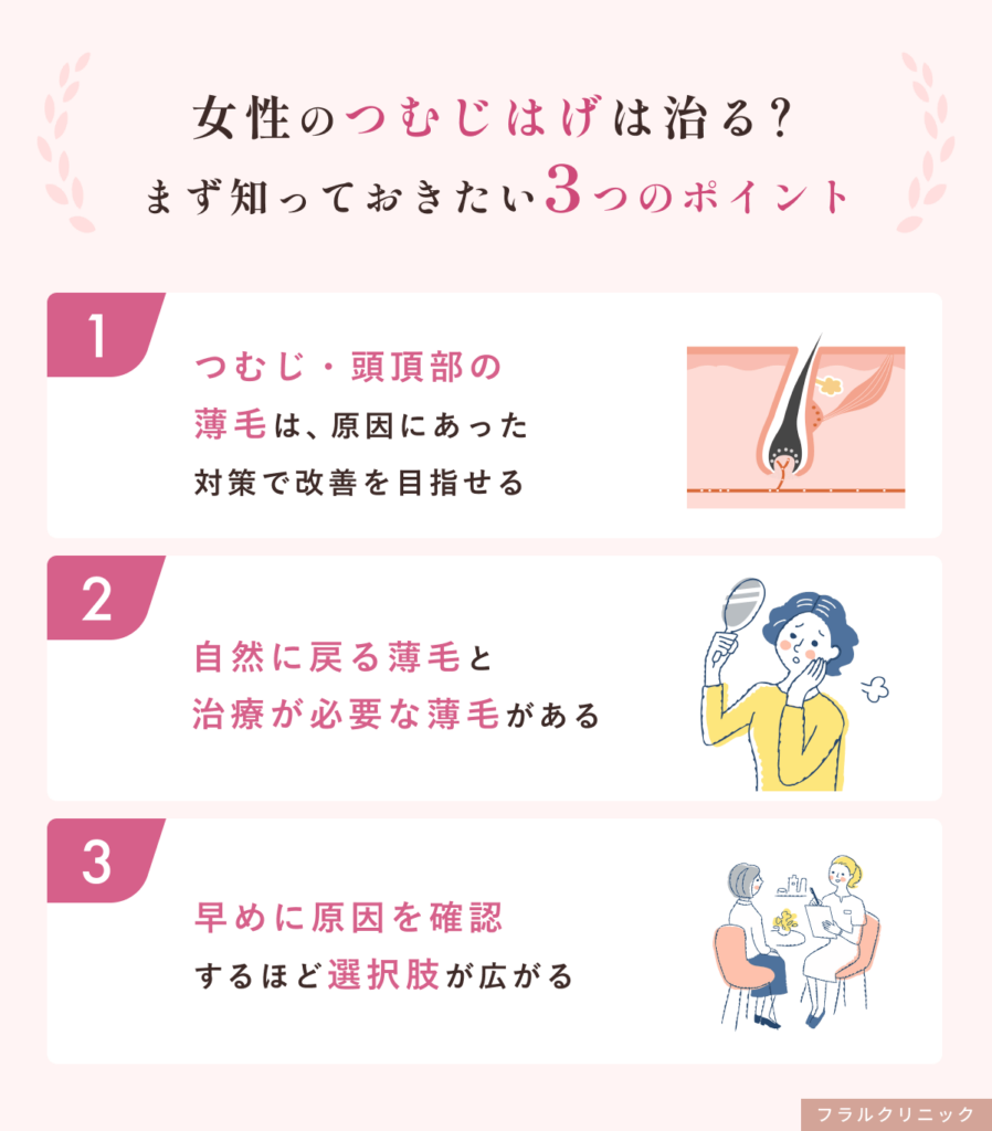 2_女性のつむじ・頭頂部薄毛は治る?まず知っておきたい3つのポイント_女性の薄毛にミノキシジル